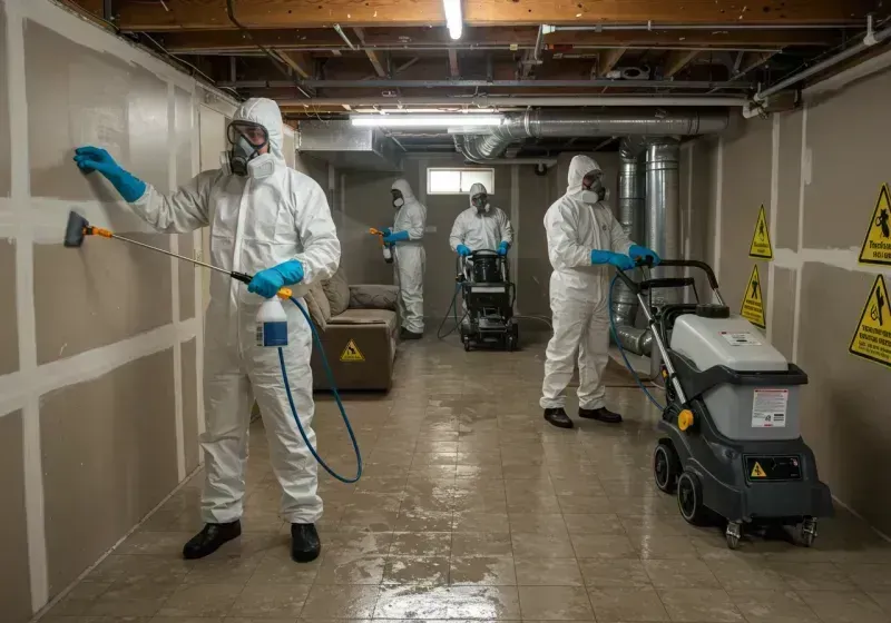 Basement Moisture Removal and Structural Drying process in Edna, TX